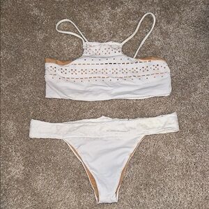 Lolli swim White and Tan Bikini Set